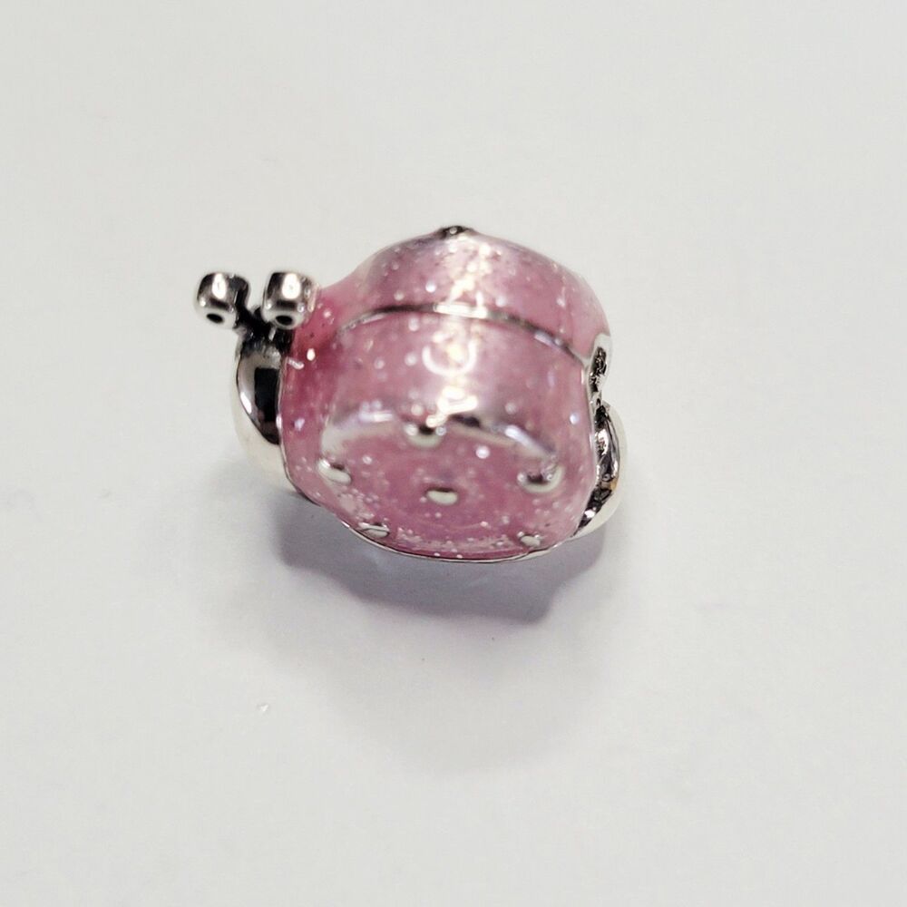 NWT For Pandora Charm Bracelets Pink And Silver Snail In A Shell Slider Charm - Picture 6 of 6